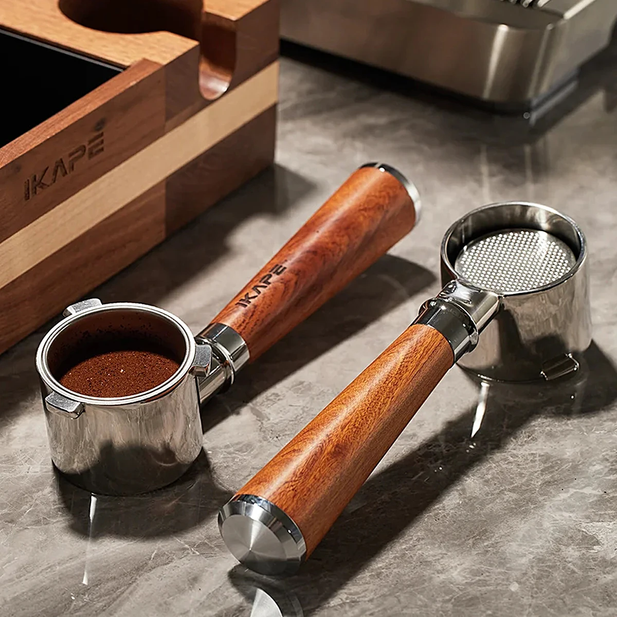 Portafilter 58Mm - IKAPE Bottomless Portafilter สําหรับ Delonghi/Barsetto/Berivlle/Lamarzocco/Welhome/Flair58/ECM/Lelit/wega ไม้