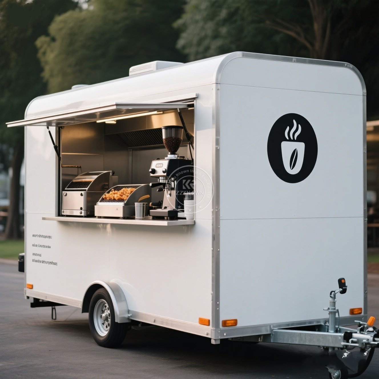 Coffee Van Equipment - รถขายอาหารเคลื่อนที่แบบกำหนดเองขนาดใหญ่ รถขายอาหารเคลื่อนที่มาตรฐานยุโรป พร้อมอุปกรณ์ครบครัน รถขายอาหารเคลื่อนที่รูปทรงสี่เหลี่ยม