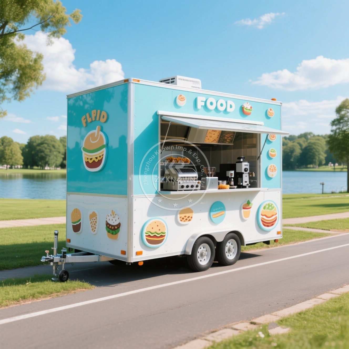 Coffee Van Equipment - รถพ่วงอาหารรถบรรทุกไอศกรีมกาแฟขนมขบเคี้ยวรถพ่วงอาหารห้องครัว Catering Van รถบรรทุกอาหารอุปกรณ์เต็มรูปแบบรถพ่วงอาหาร