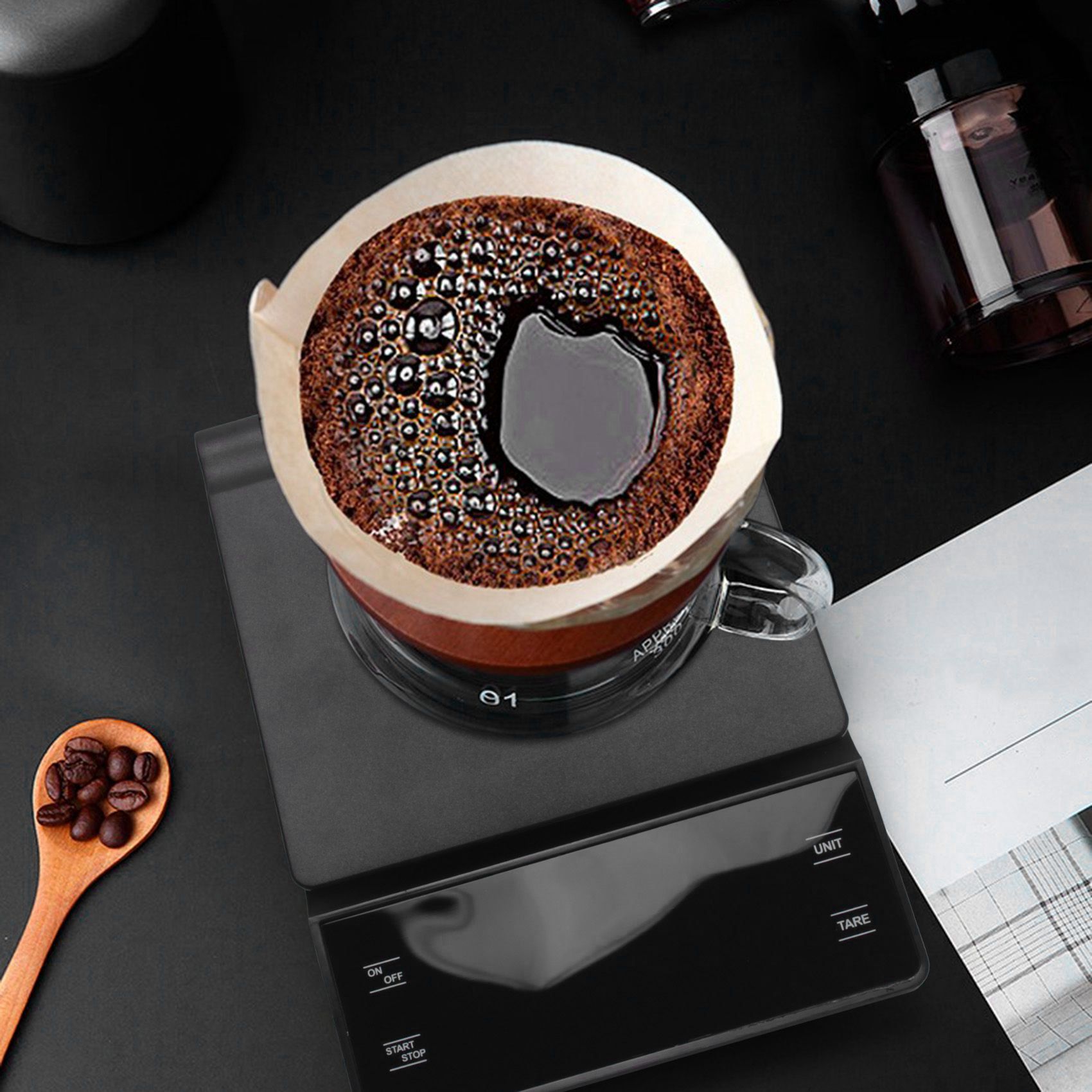 Scale Drip Timer - SEWS-เครื่องชั่งกาแฟพร้อมตัวจับเวลา 3 กก./0.1G เครื่องชั่งเอสเพรสโซแบบหยดความแม่นยำสูงพร้อมจอแสดงผล LCD แบบมีไฟพื้นหลัง