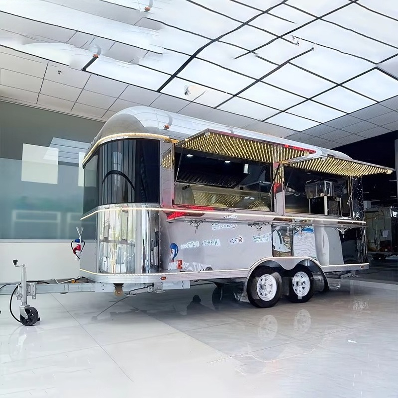 Coffee Van Equipment - รถพ่วงขายอาหารแบบกำหนดเองพร้อมอุปกรณ์ครบครัน ครัวเคลื่อนที่สำหรับไอศกรีม พิซซ่า กาแฟ ฮอทดอก บาร์บีคิว
