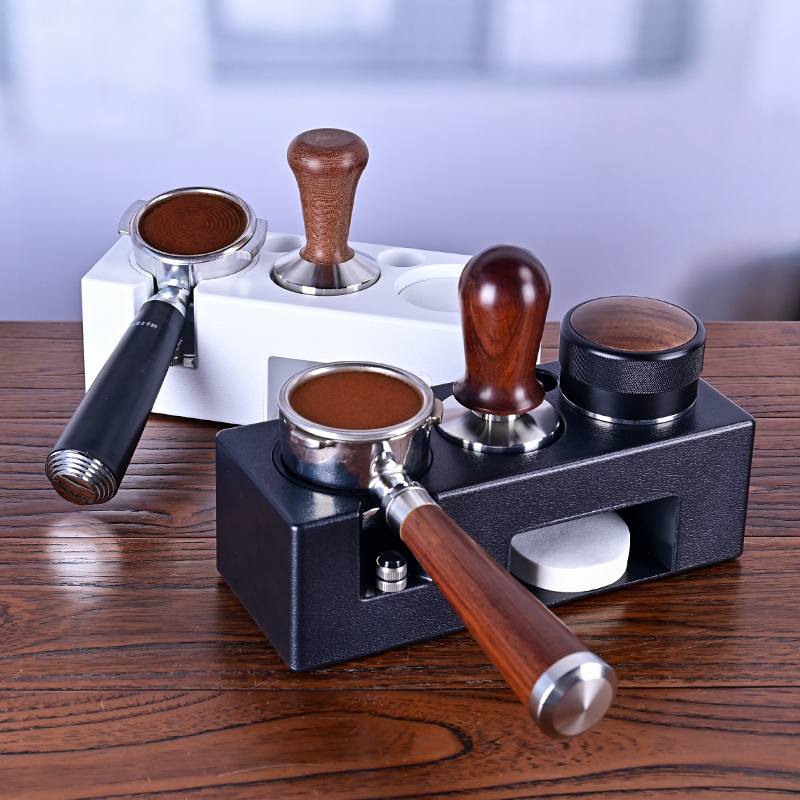 Coffee Equipment Organizer - เครื่องมือบาริสต้า Espresso Tamper ผู้ถือสีดําสีขาว ABS สถานีกาแฟเคาะกล่องมัลติฟังก์ชั่กาแฟ