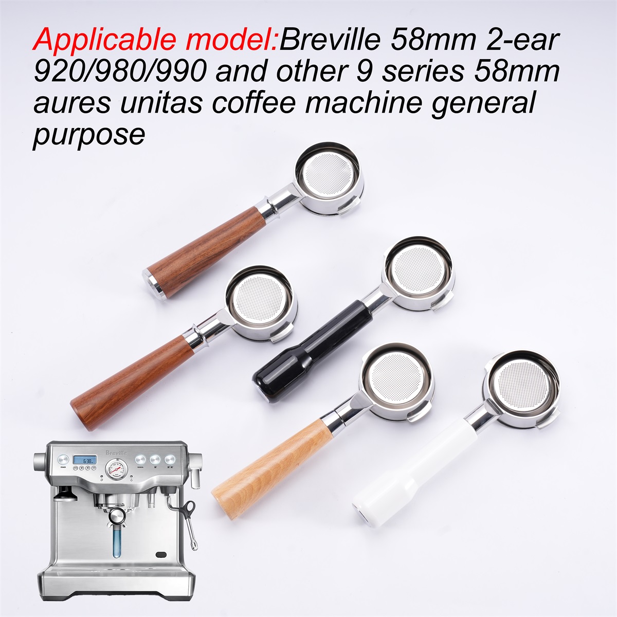 Portafilter 58Mm - เบรวิลล์ BES920แบบพกพาก้นลึก58มม. สแตนเลส980/990ตะกร้ากาแฟ2ใบหูหิ้วเครื่องมือสำหรับบาริสต้า
