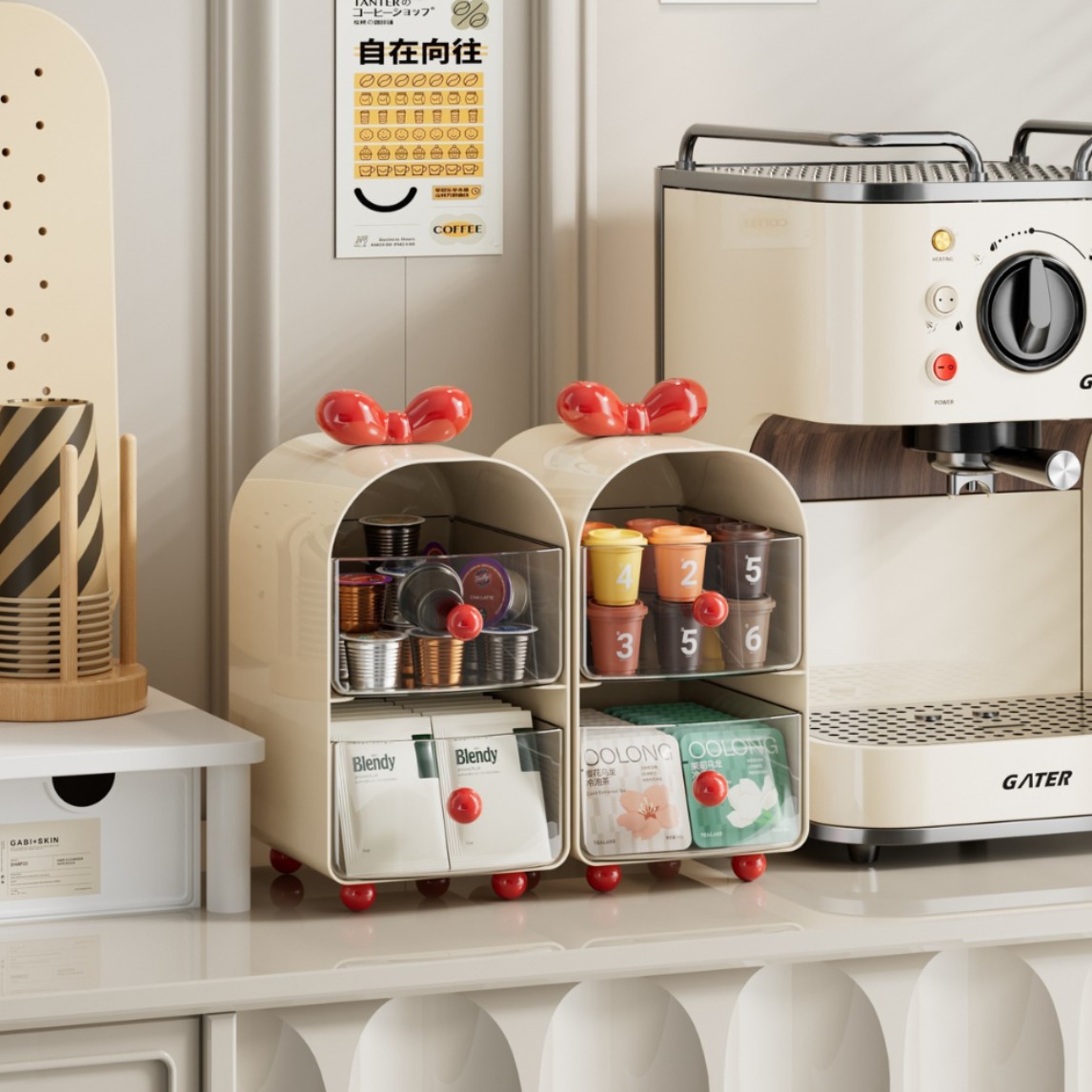 กล่องเก็บแคปซูลกาแฟแบบครีมมี่, - Coffee Equipment Organizer บทวิจารณ์และราคา
